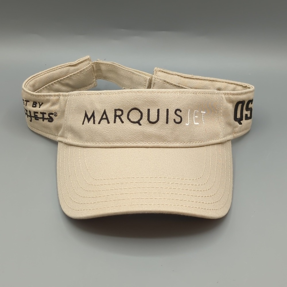 Marquis Jet Netjets QS Private Jet Fleet Open Golf Visor Hat Beige Adjustable